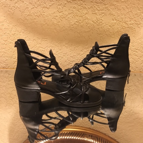 FSJ black block heel PU sandal - Picture 6 of 8